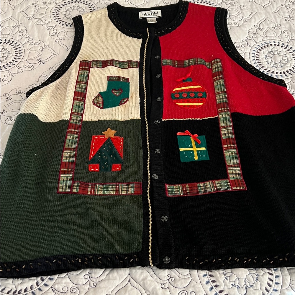 Holiday Themed Vest with Festive Patches